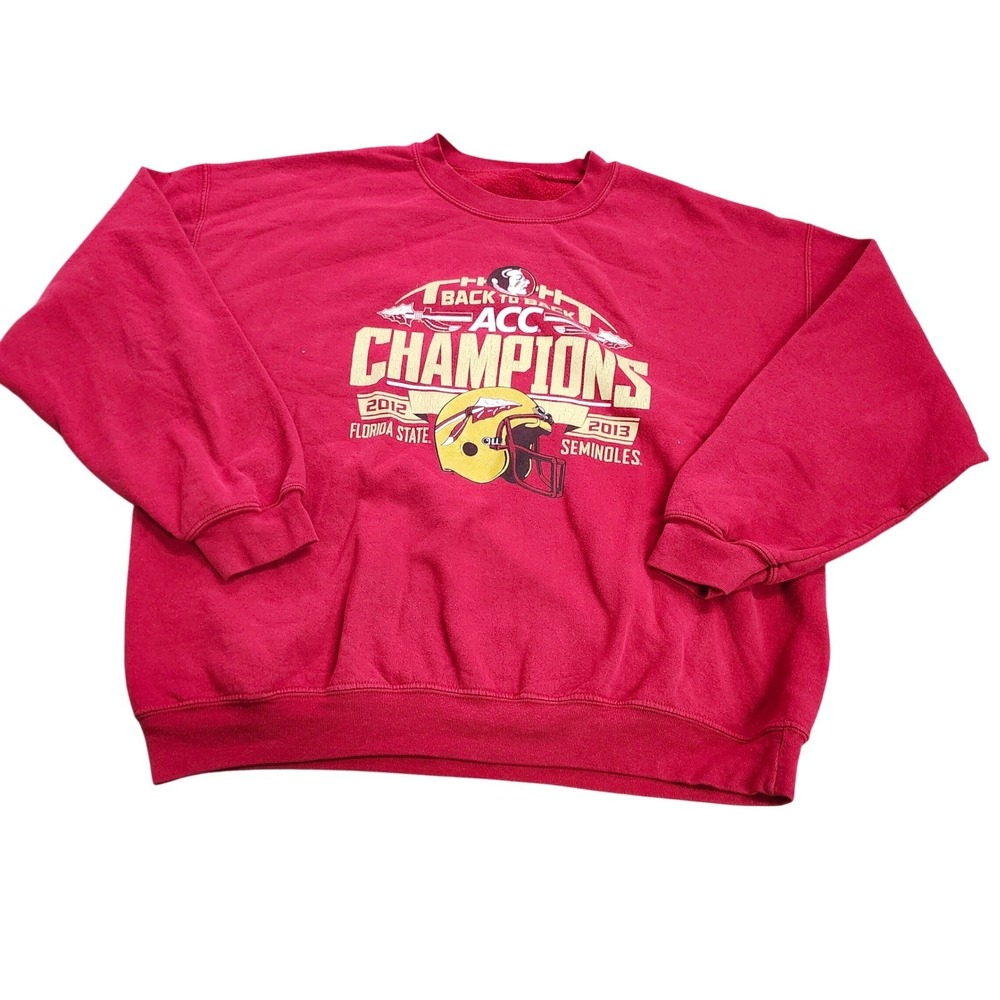 FLORIDA STATE UNISEX XL RED NCAA ACC CHAMPIONS FOOTBALL SWEATSHIRT EUC